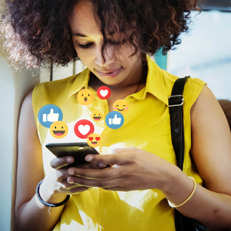 A young woman using social media.