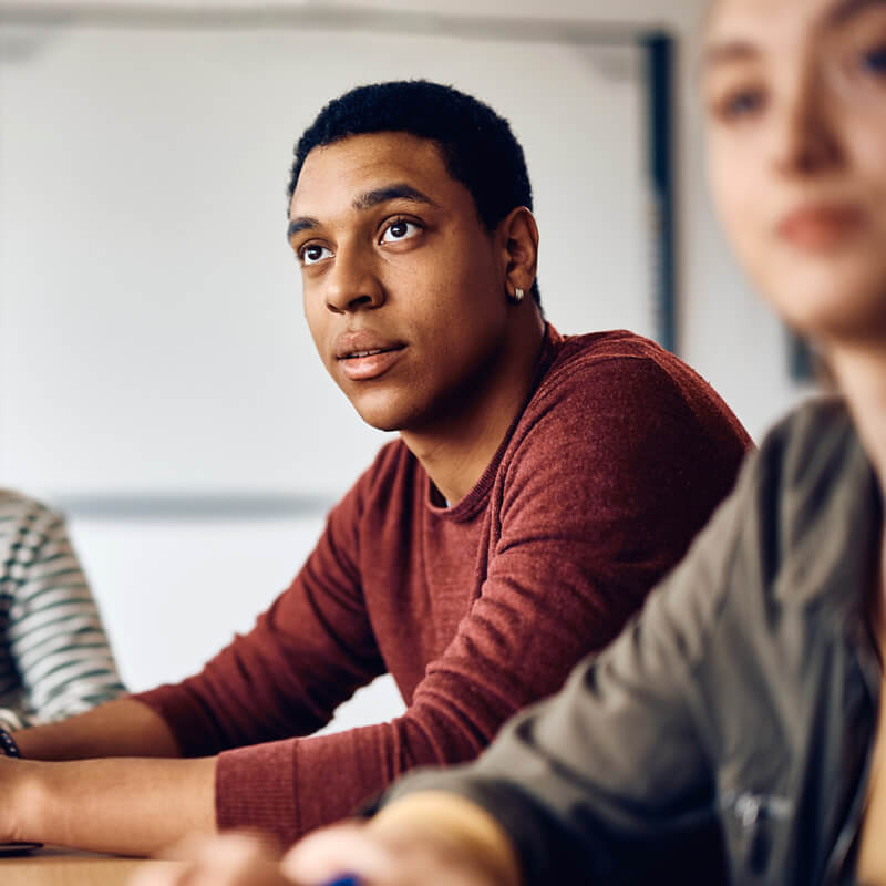 A student sitting in class.