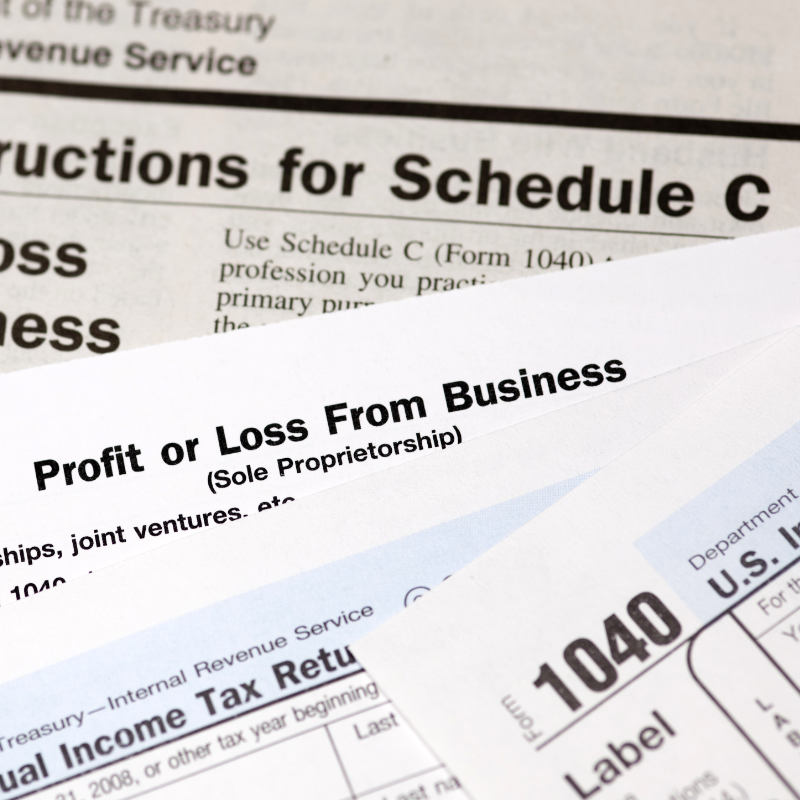 A Schedule C Profit or Loss From Business tax form.
