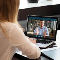 Two people have an online call