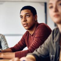 A student sitting in class.